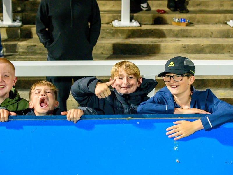 Hartlepool United fans cheer on their side in their home defeat against National League rivals Eastleigh (photo Chris Fryatt)