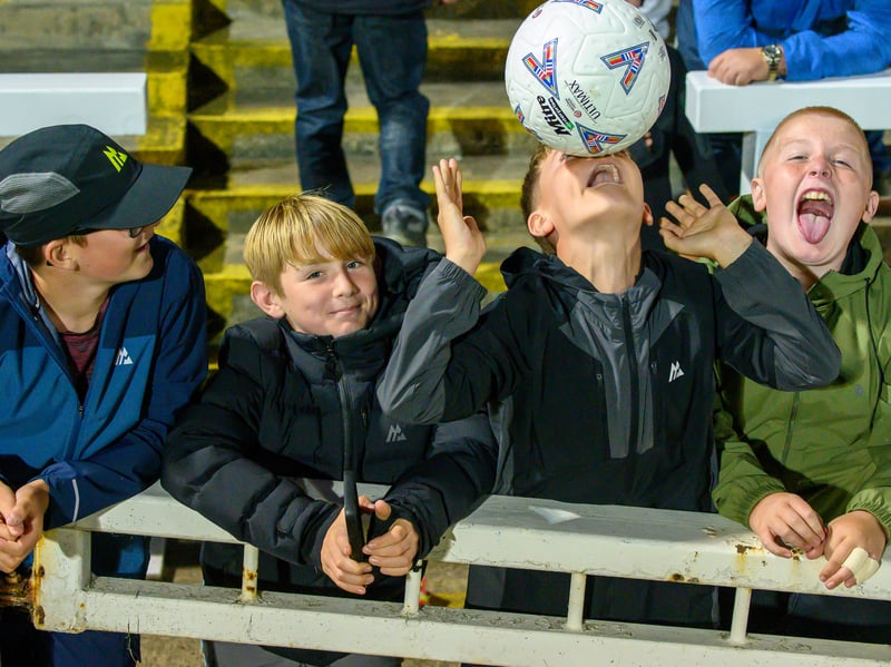 Hartlepool United fans cheer on their side in their home defeat against National League rivals Eastleigh (photo Chris Fryatt)