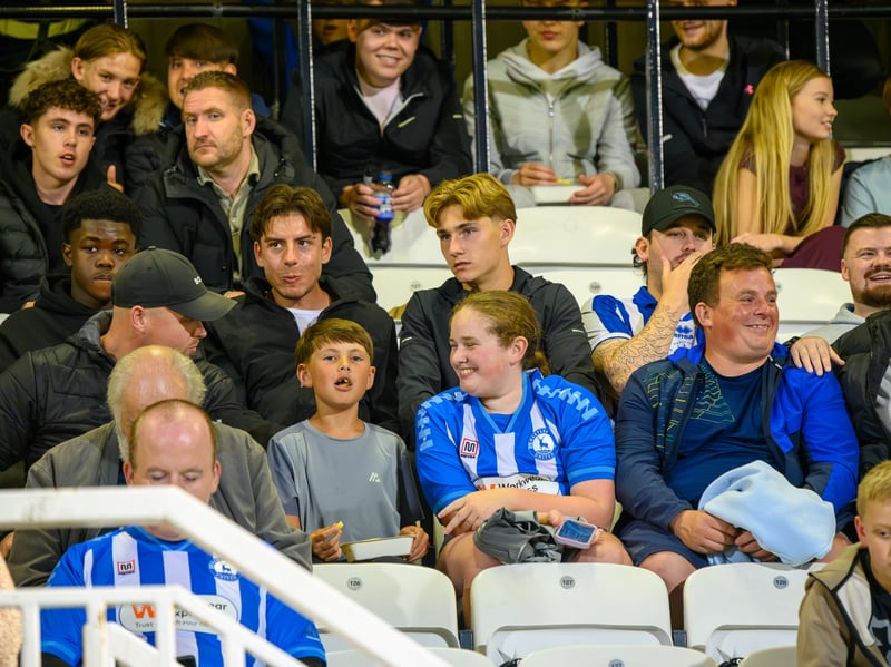 Hartlepool United fans cheer on their side in their home defeat against National League rivals Eastleigh (photo Chris Fryatt)