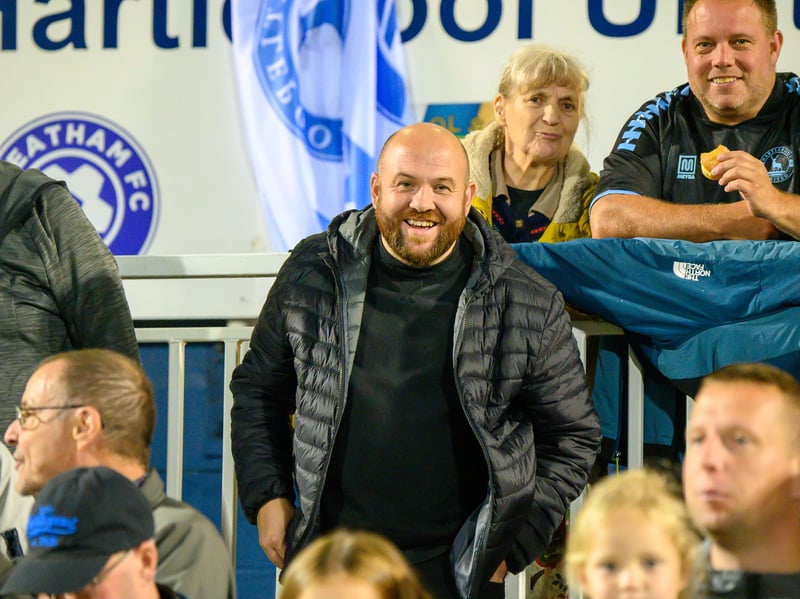 Hartlepool United fans cheer on their side in their home defeat against National League rivals Eastleigh (photo Chris Fryatt)