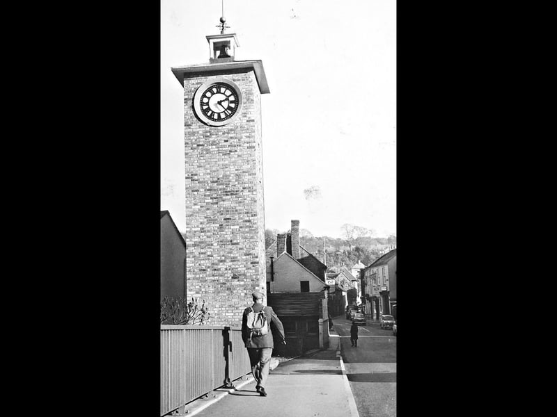 The bridge over the River Severn and Bridgnorth’s Clock Tower are pictured on November 3, 1962, with a lone man walking past carrying a rucksack. It is a simple snapshot of the town, with the familiar landmarks providing a striking backdrop. Where do you imagine the man was heading with his rucksack? Do you remember this view of Bridgnorth before the town changed?