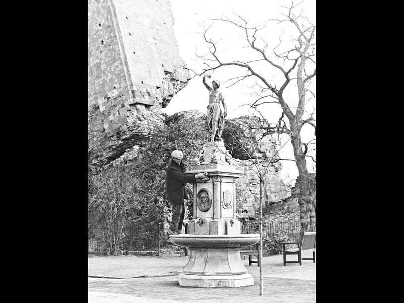 Sabrina, the Goddess of the Severn, is pictured in March 1962 as she was moved from outside the entrance to Bridgnorth Castle grounds to a safer position inside the park. For nearly 80 years she had surveyed the scene, but reversing motorists had repeatedly bumped the statue, prompting the town council to find her a more dignified berth. Do you remember seeing Sabrina in her old position? Can you remember when she was moved?