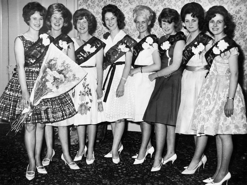 Seventeen-year-old Margaret Clarke, a shop assistant from Hinstock, was chosen as Market Drayton Carnival Queen at a dance at the Corbet Arms Hotel on July 6, 1962. Pictured with her are the seven other finalists, who would become her attendants at the carnival the following month. Margaret, who entered the contest as ‘Miss Tibberton’, won £20 and the chance to lead the celebrations on August 9. The dance itself raised £45 for carnival funds. Can you recognise Margaret or any of her attendants? Do you remember Market Drayton Carnival in 1962?
