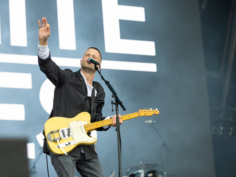 White Lies on Common Stage on Saturday, August 29. 

Pictured: White Lies

Picture: Marcin Jedrysiak