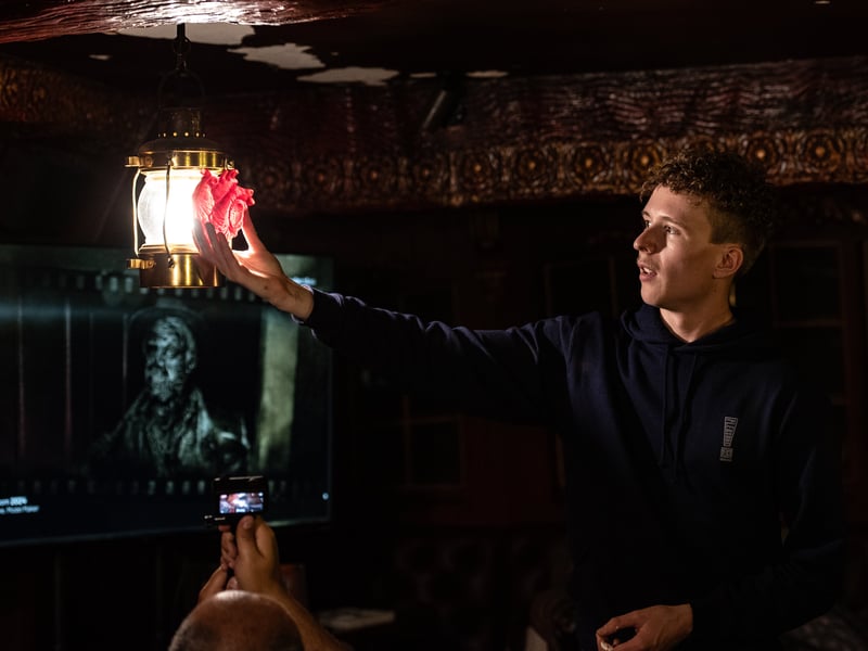 A heart-shaped prop held up to a lantern. Content creators from all over the UK were given a rare glimpse into some of the work that goes into preparing for Halloween at Blackpool Pleasure Beach. Photo: Lucinda Herbert