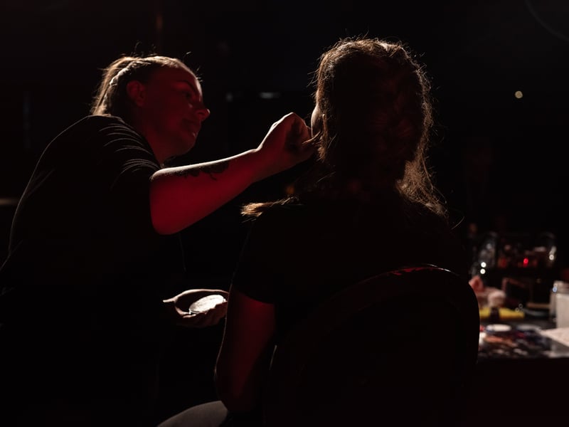 The make-up artists demonstrate some simple halloween designs including scary clowns and cuts/gashes. Content creators from all over the UK were given a rare glimpse into some of the work that goes into preparing for Halloween at Blackpool Pleasure Beach. Photo: Lucinda Herbert