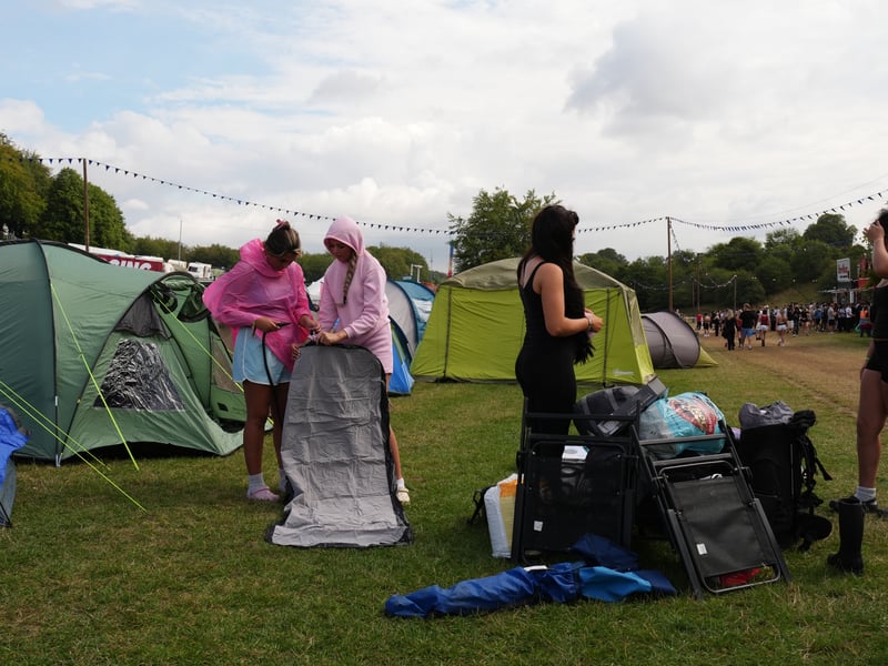 New arrivals setting up their camp