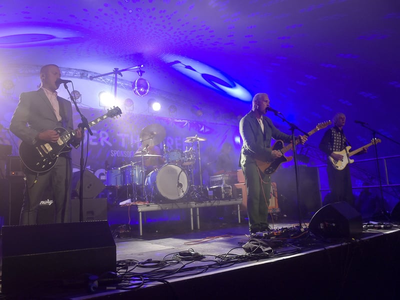 Pictured is: The Ordinary Boys performing on the Under the Trees stage.

Picture: Sarah Standing (290826-6218)
