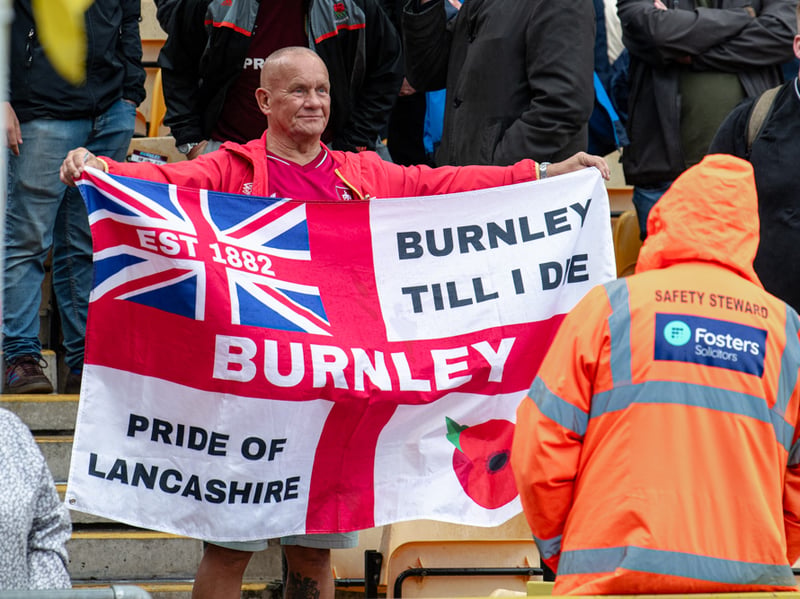Burnley fans inside Carrow Road for the Championship fixture against Norwich City. Photo: Kelvin Lister-Stuttard