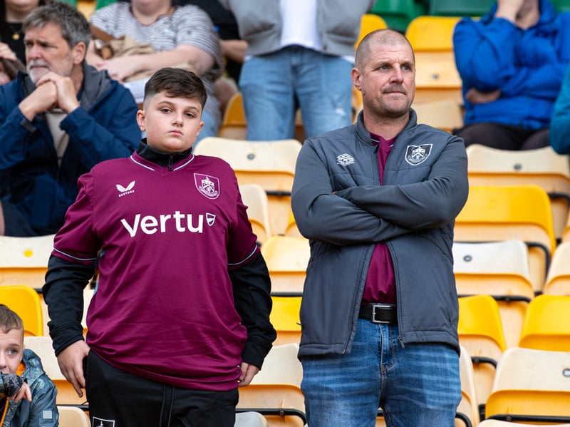 Burnley fans inside Carrow Road for the Championship fixture against Norwich City. Photo: Kelvin Lister-Stuttard