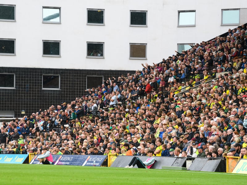 Burnley fans inside Carrow Road for the Championship fixture against Norwich City. Photo: Kelvin Lister-Stuttard