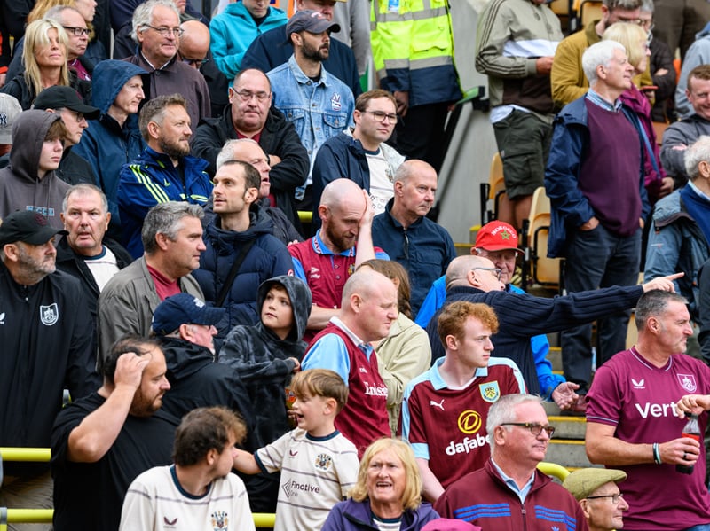 Burnley fans inside Carrow Road for the Championship fixture against Norwich City. Photo: Kelvin Lister-Stuttard