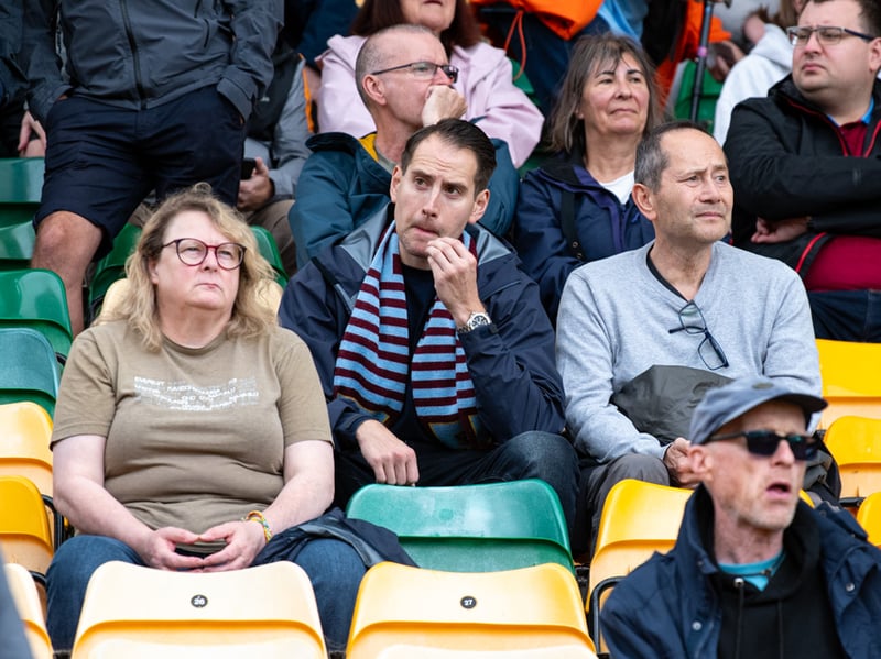 Burnley fans inside Carrow Road for the Championship fixture against Norwich City. Photo: Kelvin Lister-Stuttard