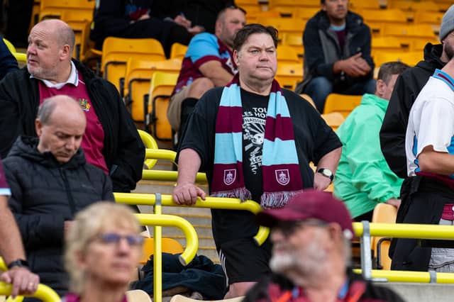 Burnley fans inside Carrow Road for the Championship fixture against Norwich City. Photo: Kelvin Lister-Stuttard