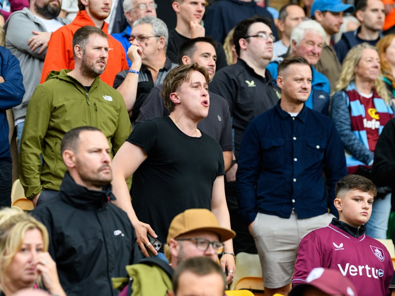 Burnley fans inside Carrow Road for the Championship fixture against Norwich City. Photo: Kelvin Lister-Stuttard