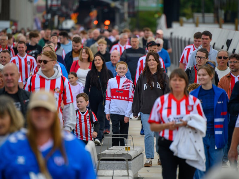 Sunderland fans in action at the Stadium of Light during the game against Fulham in the Premier League. Photo by Chris Fryatt.