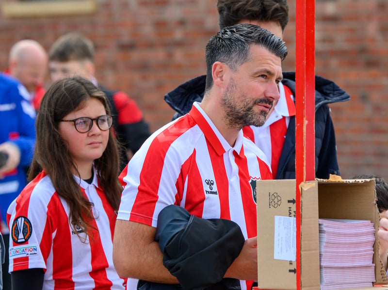 Sunderland fans in action at the Stadium of Light during the game against Fulham in the Premier League. Photo by Chris Fryatt.