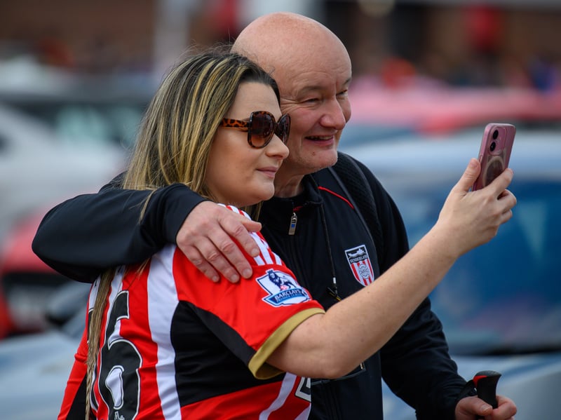 Sunderland fans in action at the Stadium of Light during the game against Fulham in the Premier League. Photo by Chris Fryatt.