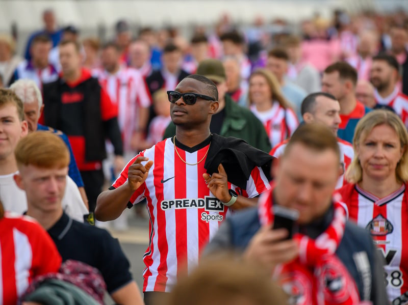 Sunderland fans in action at the Stadium of Light during the game against Fulham in the Premier League. Photo by Chris Fryatt.