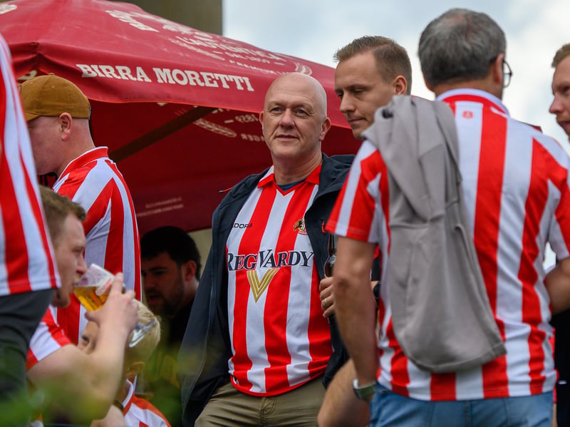 Sunderland fans in action at the Stadium of Light during the game against Fulham in the Premier League. Photo by Chris Fryatt.