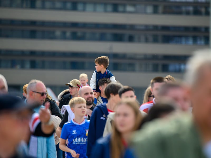 Sunderland fans in action at the Stadium of Light during the game against Fulham in the Premier League. Photo by Chris Fryatt.