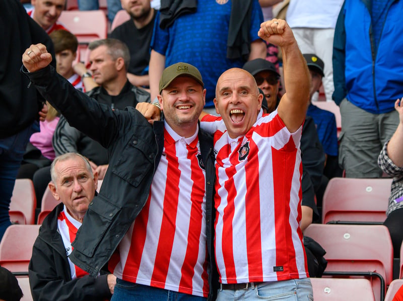 Sunderland fans in action at the Stadium of Light during the game against Fulham in the Premier League. Photo by Chris Fryatt.
