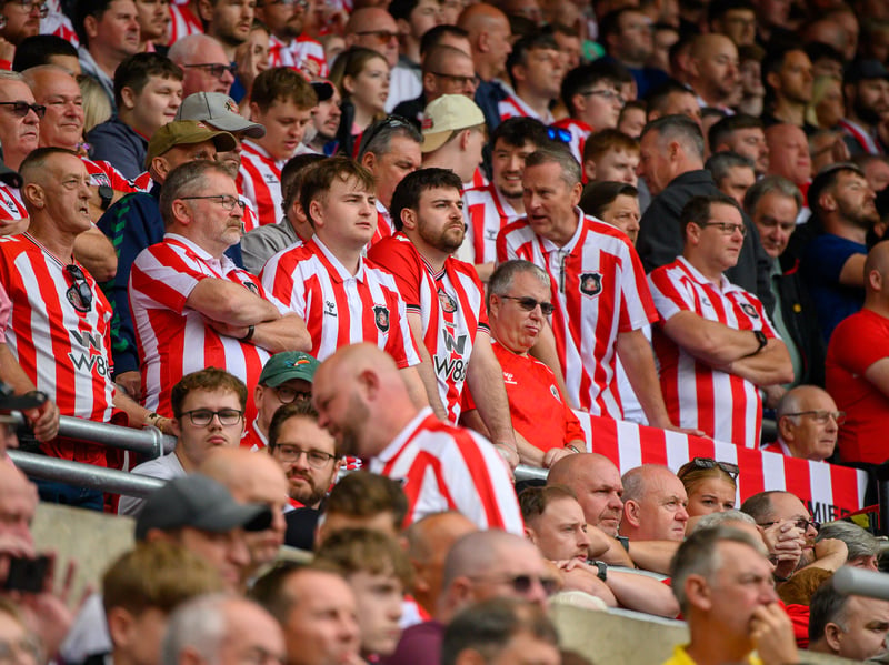 Sunderland fans in action at the Stadium of Light during the game against Fulham in the Premier League. Photo by Chris Fryatt.
