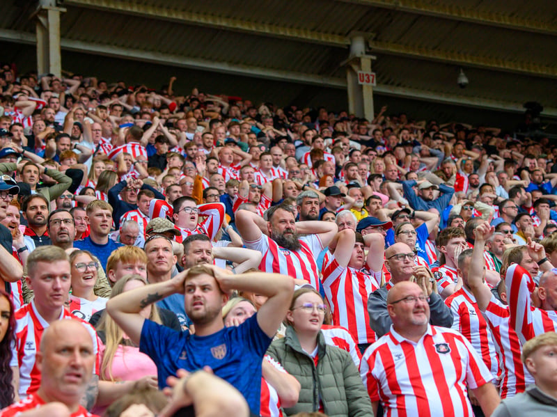 Sunderland fans in action at the Stadium of Light during the game against Fulham in the Premier League. Photo by Chris Fryatt.