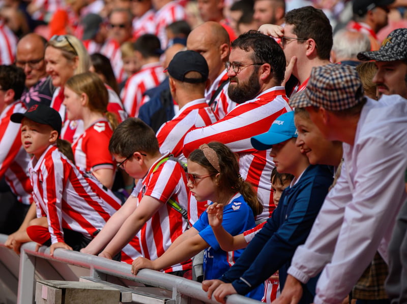 Sunderland fans in action at the Stadium of Light during the game against Fulham in the Premier League. Photo by Chris Fryatt.