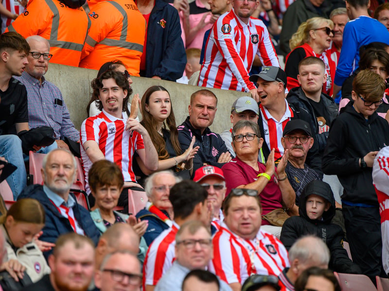Sunderland fans in action at the Stadium of Light during the game against Fulham in the Premier League. Photo by Chris Fryatt.
