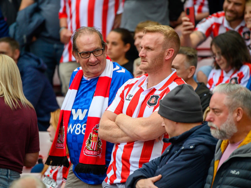 Sunderland fans in action at the Stadium of Light during the game against Fulham in the Premier League. Photo by Chris Fryatt.