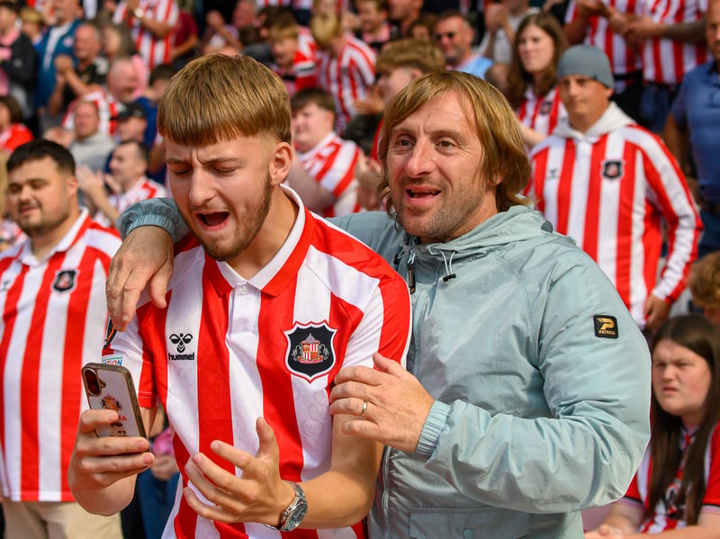 Sunderland fans in action at the Stadium of Light during the game against Fulham in the Premier League. Photo by Chris Fryatt.