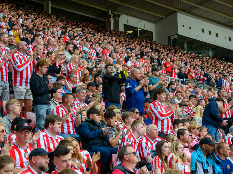 Sunderland fans in action at the Stadium of Light during the game against Fulham in the Premier League. Photo by Chris Fryatt.