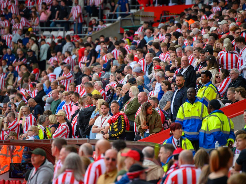 Sunderland fans in action at the Stadium of Light during the game against Fulham in the Premier League. Photo by Chris Fryatt.