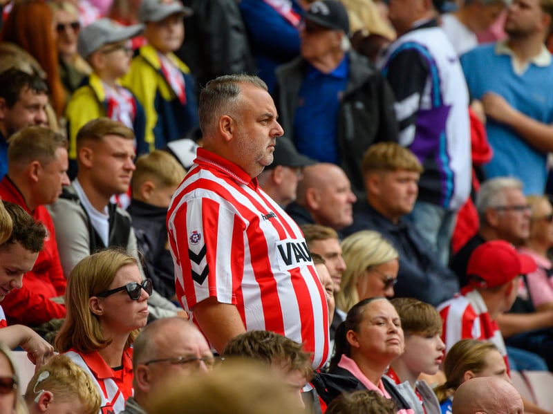 Sunderland fans in action at the Stadium of Light during the game against Fulham in the Premier League. Photo by Chris Fryatt.