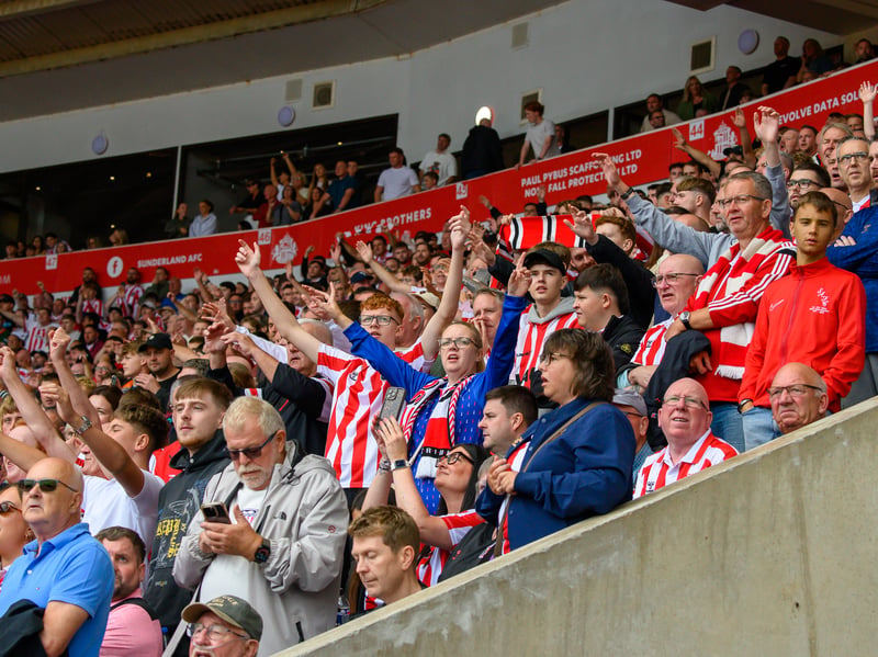 Sunderland fans in action at the Stadium of Light during the game against Fulham in the Premier League. Photo by Chris Fryatt.