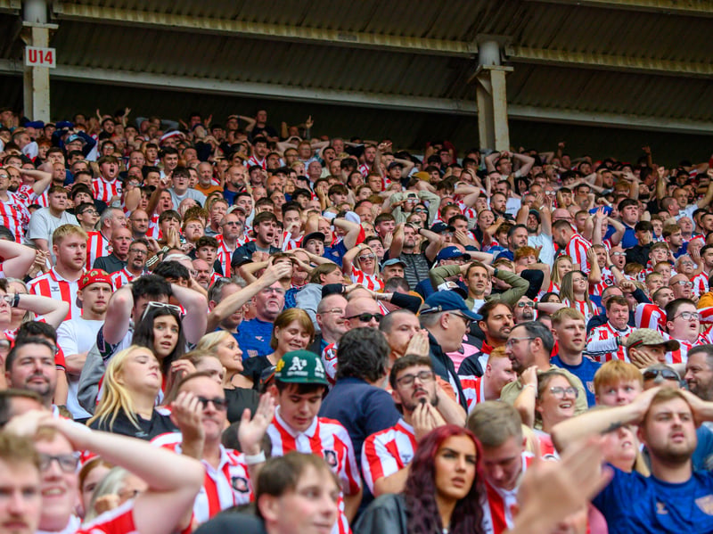 Sunderland fans in action at the Stadium of Light during the game against Fulham in the Premier League. Photo by Chris Fryatt.