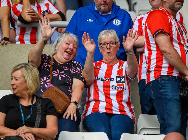 Sunderland fans in action at the Stadium of Light during the game against Fulham in the Premier League. Photo by Chris Fryatt.