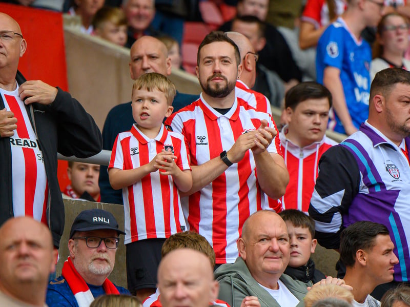Sunderland fans in action at the Stadium of Light during the game against Fulham in the Premier League. Photo by Chris Fryatt.