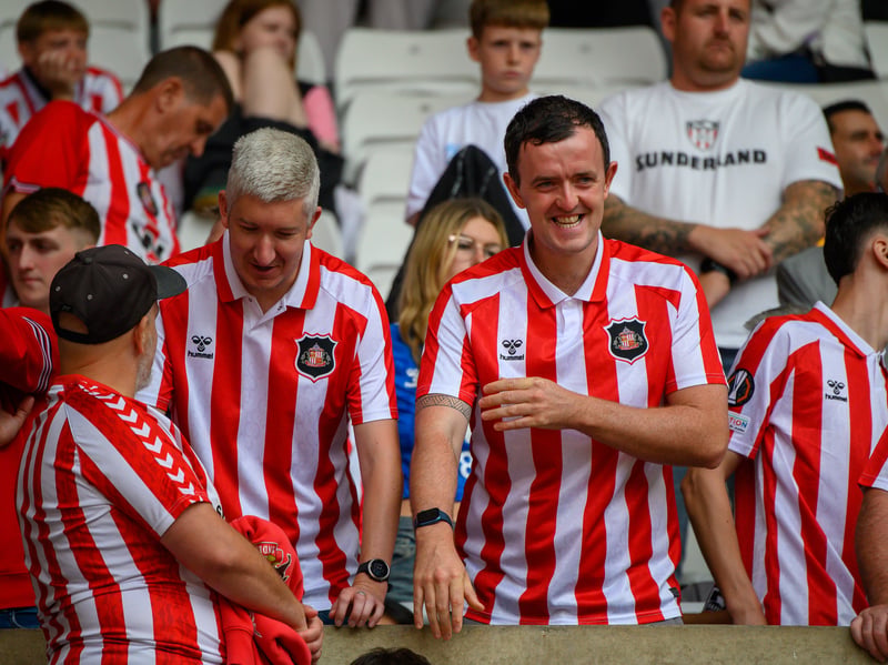 Sunderland fans in action at the Stadium of Light during the game against Fulham in the Premier League. Photo by Chris Fryatt.