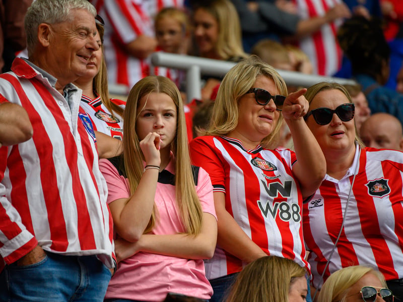 Sunderland fans in action at the Stadium of Light during the game against Fulham in the Premier League. Photo by Chris Fryatt.