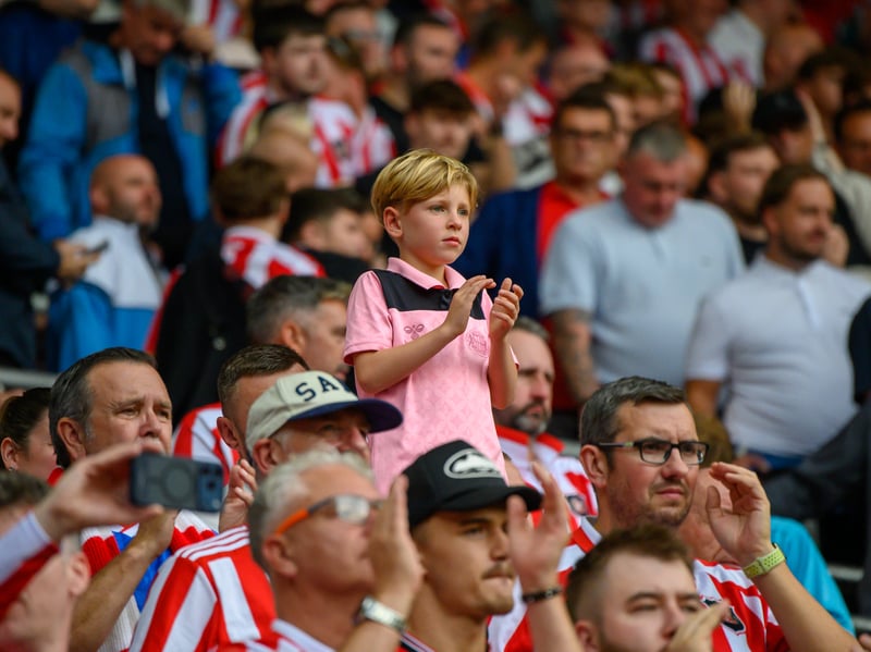 Sunderland fans in action at the Stadium of Light during the game against Fulham in the Premier League. Photo by Chris Fryatt.