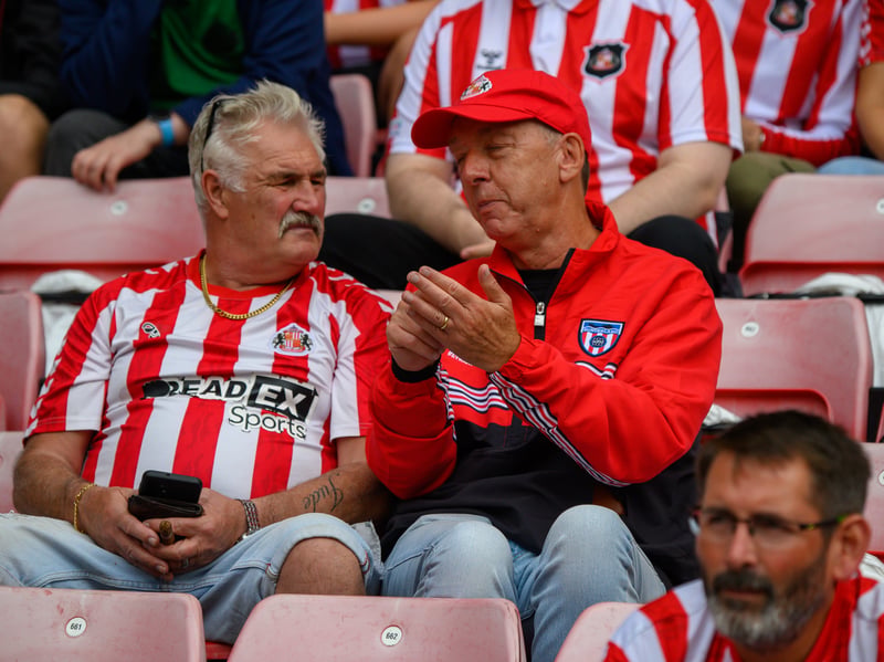 Sunderland fans in action at the Stadium of Light during the game against Fulham in the Premier League. Photo by Chris Fryatt.