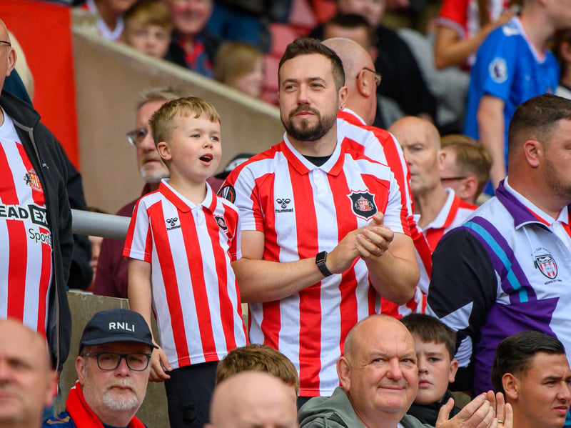 Sunderland fans in action at the Stadium of Light during the game against Fulham in the Premier League. Photo by Chris Fryatt.