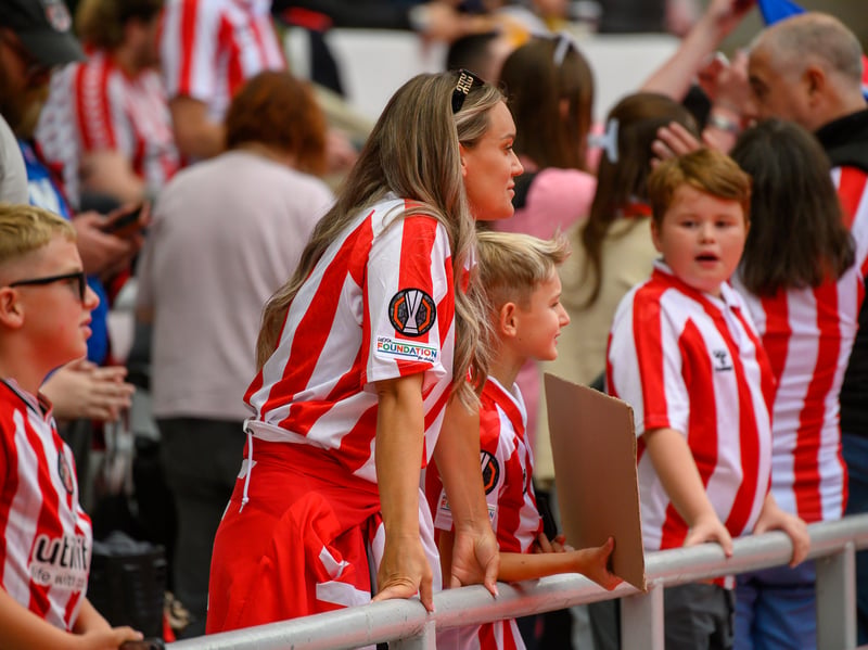 Sunderland fans in action at the Stadium of Light during the game against Fulham in the Premier League. Photo by Chris Fryatt.