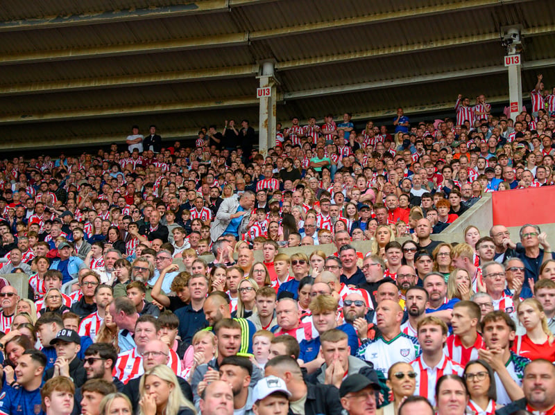 Sunderland fans in action at the Stadium of Light during the game against Fulham in the Premier League. Photo by Chris Fryatt.