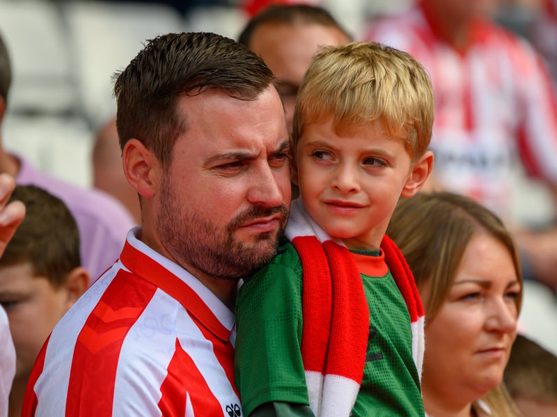Sunderland fans in action at the Stadium of Light during the game against Fulham in the Premier League. Photo by Chris Fryatt.