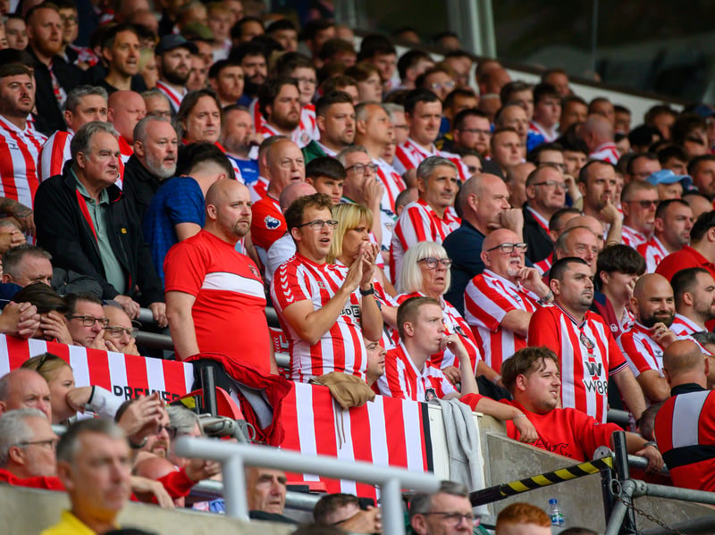 Sunderland fans in action at the Stadium of Light during the game against Fulham in the Premier League. Photo by Chris Fryatt.