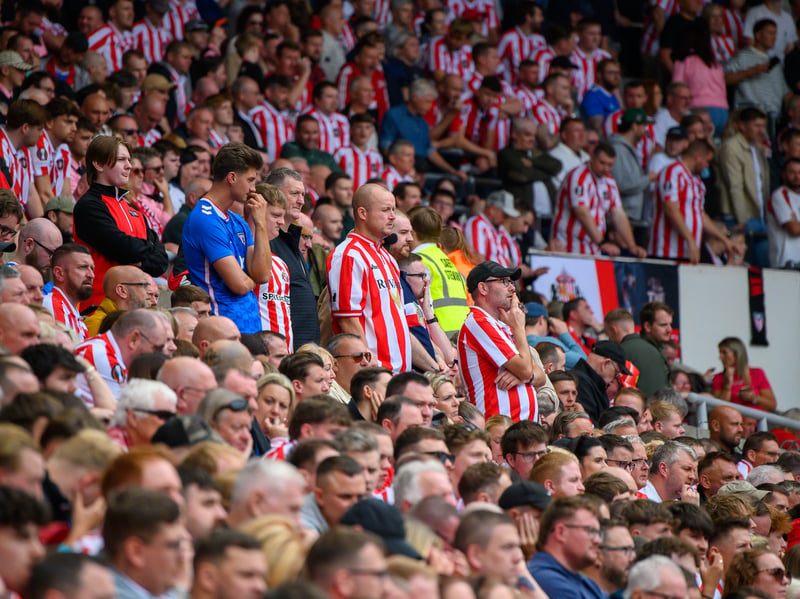 Sunderland fans in action at the Stadium of Light during the game against Fulham in the Premier League. Photo by Chris Fryatt.