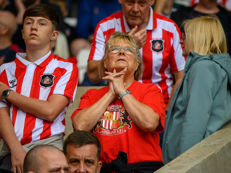 Sunderland fans in action at the Stadium of Light during the game against Fulham in the Premier League. Photo by Chris Fryatt.